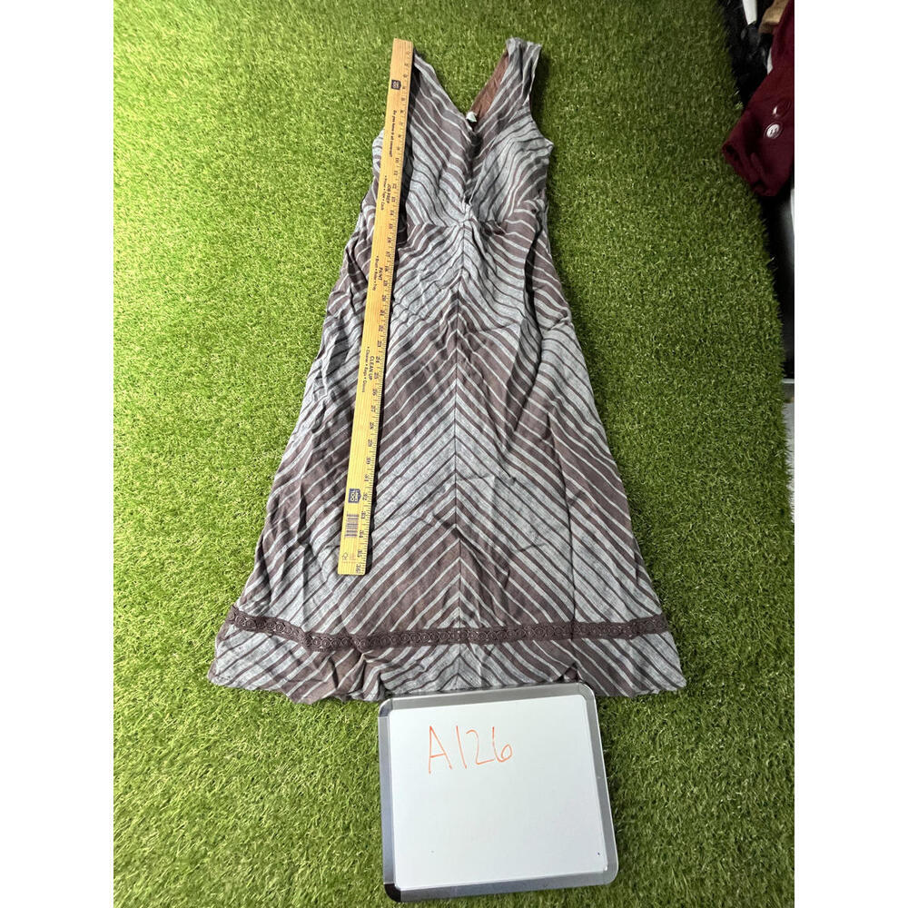 Sundance Size 4 Brown Gray‎ Striped Maxi Dress 100% Linen lined